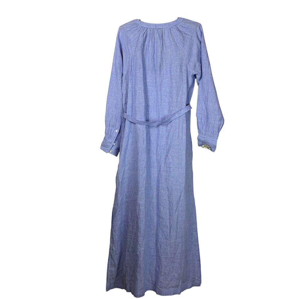 J Crew Linen Cabana Midi Dress Blue Coastal Chic S NWT - Picture 4 of 13